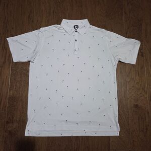 FootJoy White Golf Polo Men 2XL Geometric AOP Performance